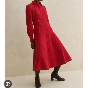 ME+EM Vibrant Red Long Sleeve Dress NWT